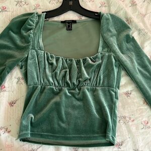 Velvet blue/green square long sleeve